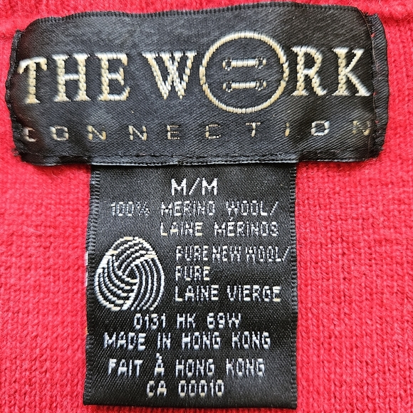 The Work Connection vintage red knit blouse sweater wool mock-neck short sleeveM - Picture 14 of 15
